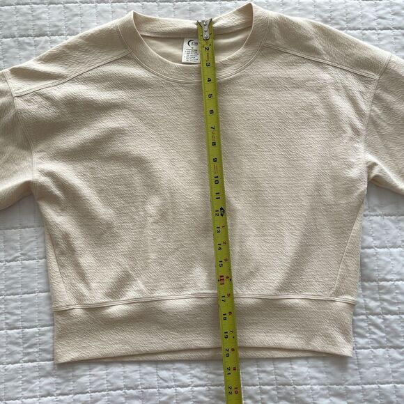 ZYIA Active Drop Shoulder Crew Neck 3/4 Sleeve Textured Cotton Blend Top Size M - Picture 8 of 9